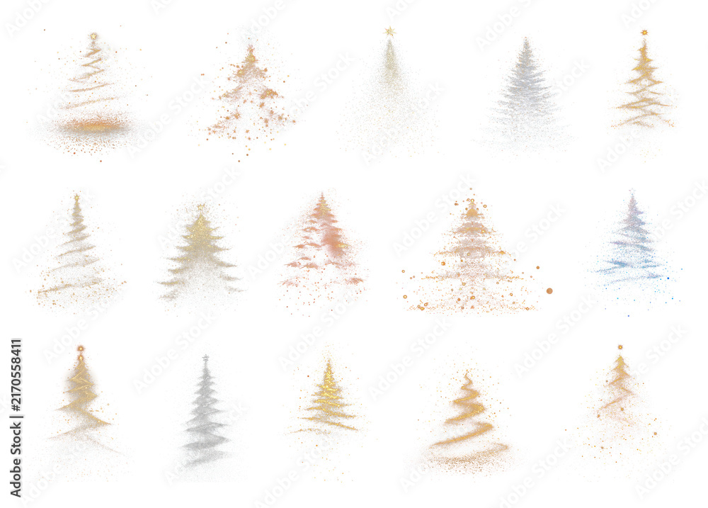 Obraz premium PNG Festive abstract Christmas tree designs, element set on transparent background