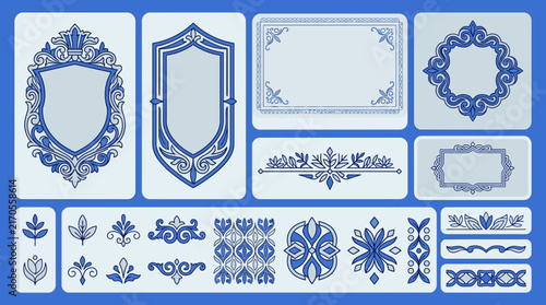 Ornate Decorative Elements, Flourishes, Borders, Frames, Monograms