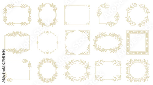 Ornate Decorative Floral Borders Collection on Transparent Background