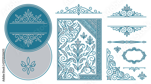 Ornate Decorative Elements, Vintage Flourish Design, Isolated Vector