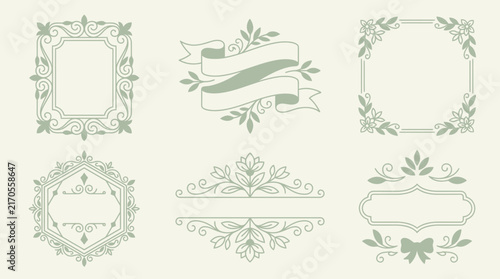 Ornate Decorative Flourish Frames & Banners Isolated Transparent Background