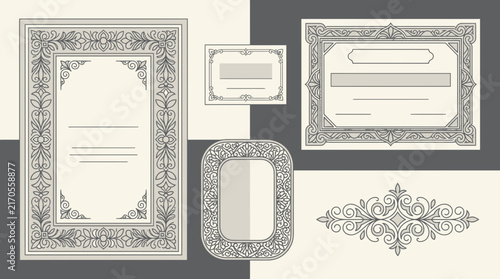 Ornate Decorative Frames and Borders Isolated Vector Graphics Set