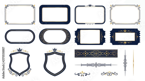 Ornate Decorative Frames and Borders Isolated on Transparent Background