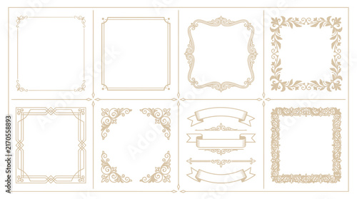 Ornate Decorative Frames and Borders Set, Vintage Design Elements