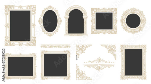 Ornate Decorative Frames and Corner Elements - Isolated