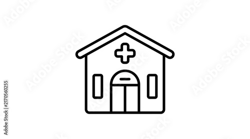 Hospital Building Icon, Medical Health Care Symbol, Isolated