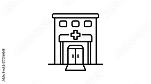 Hospital Building Icon, Medical Health Care Symbol, Healthcare Clinic Outline