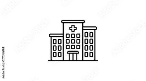 Hospital building icon, medical symbol, isolated on transparent background