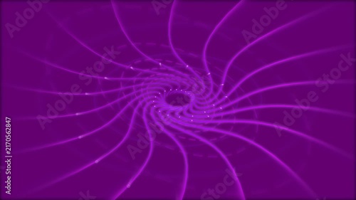 Purple abstract swirling light tunnel background, hypnotic neon spiral motion violet