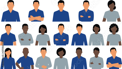 Set of diverse professional people avatars showing various ethnicities and genders for business and corporate team concepts