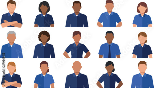 Diverse group of professional police officers in uniform isolated on a white background for corporate identity