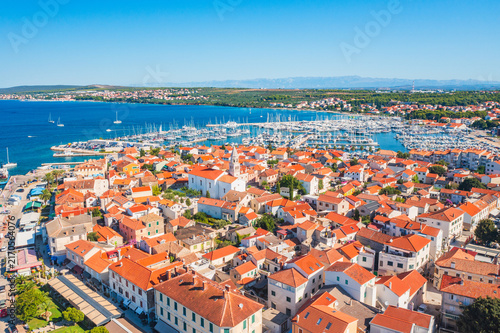 Aerial view of popular touristic destination Biograd na Moru on Adriatic sea in Croatia