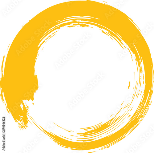Abstract Yellow Paint Brush Stroke Circle Zen Enso Symbol Vector