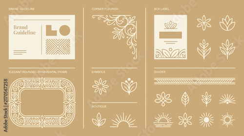 Elegant Decorative Elements and Brand Guideline Mockup on Transparent BG
