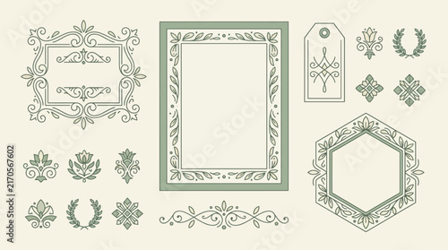 Elegant Decorative Ornaments, Frames, and Flourishes on Transparent Background