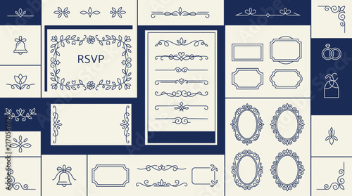 Elegant Decorative Ornate Borders and Flourishes Isolated Transparent Background
