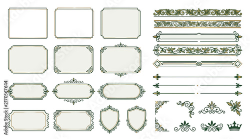 Vintage Decorative Borders, Frames and Embellishments, Isolated