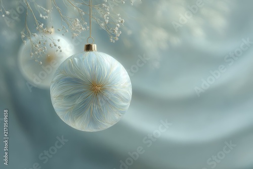 Christmas ball on light background, copy space