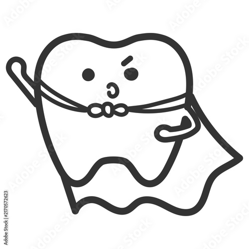 シンプルでかわいいマントを羽織った歯のイラスト