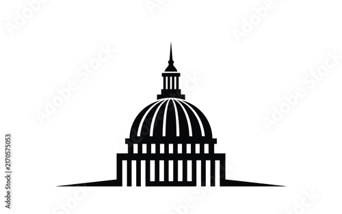 Capitol building dome icon vector black government architecture legal court parliament authority symbol isolated flat logo graphic design illustration