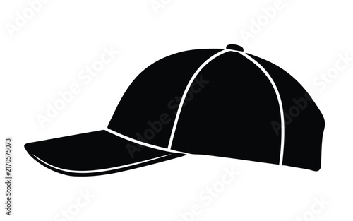 Baseball cap icon vector black sports hat side view simple headwear fashion accessory object graphic symbol isolated flat design