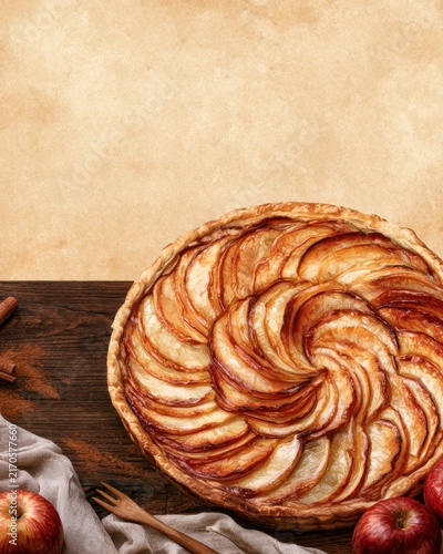 Deliciously crafted apple tart with a beautiful spiral design