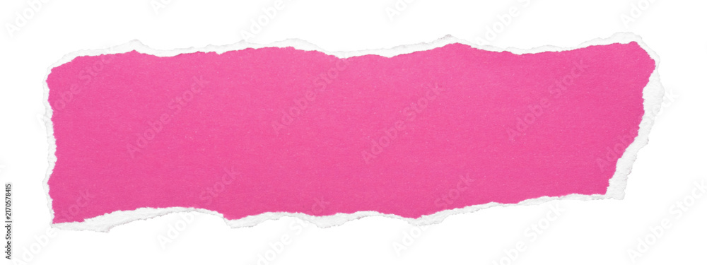 Fototapeta premium Large pink torn paper rectangle with textured edges on transparent background