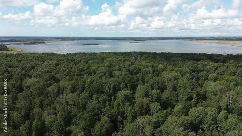 Forrest and lake with lot of clouds
