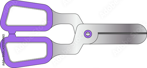 Minimalist Illustration of Purple Handled Scissors, Metal Scissors Illustration