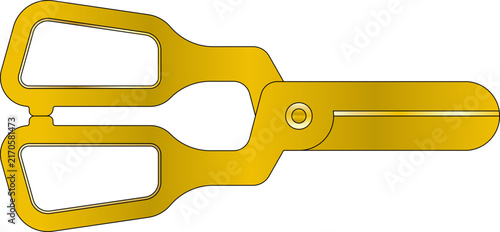 Minimalist Illustration of Gold Scissors, Metal Scissors Illustration