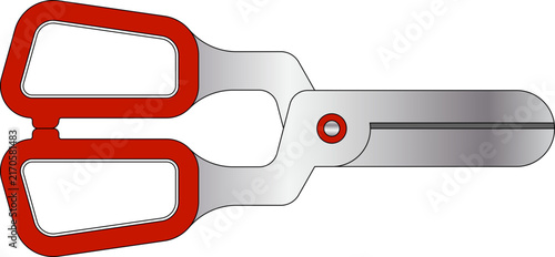Minimalist Illustration of Red Handled Scissors, Metal Scissors Illustration