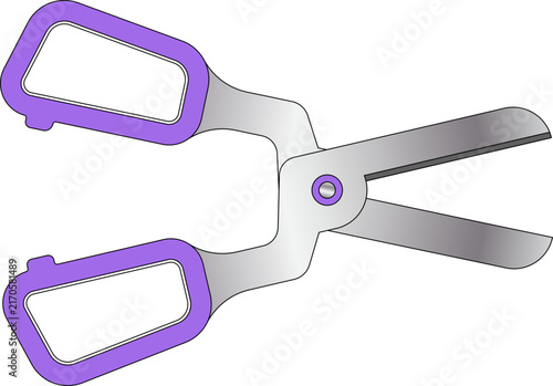 Minimalist Illustration of Purple Handled Scissors, Metal Scissors Illustration