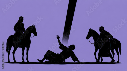 Biblical Stories in Silhouette — Saul Falling from His Horse During the Divine Encounter on the Road to Damascus