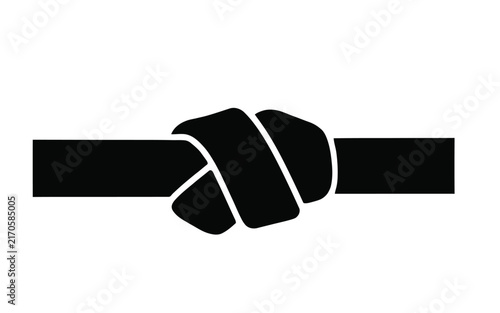 Black belt icon vector martial arts knot karate judo taekwondo rank symbol simple flat silhouette graphic design illustration isolated