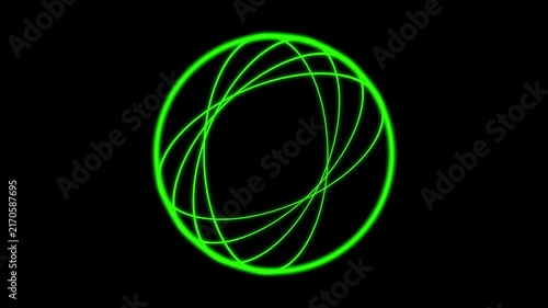 Abstract Circle green  Motion Graphic Animation Clean Minimalist Shapes Overlay, black background