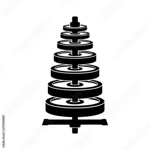 Stacked circular gears mechanical silhouette illustration, Stacked gears mechanical silhouette