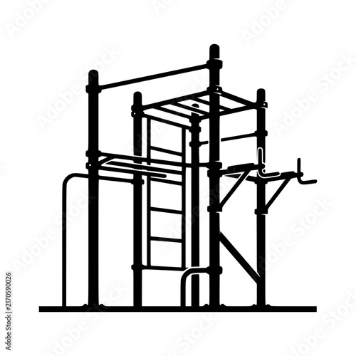 Scaffolding structure with ladder and handrails vector illustration, Scaffolding structure vector illustration