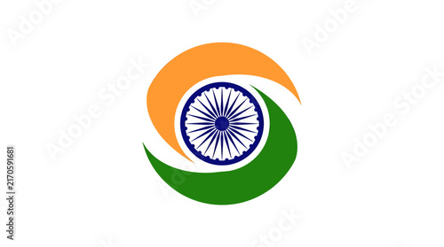 Dynamic Indian National Symbol with Ashoka Chakra and Flag Colors.