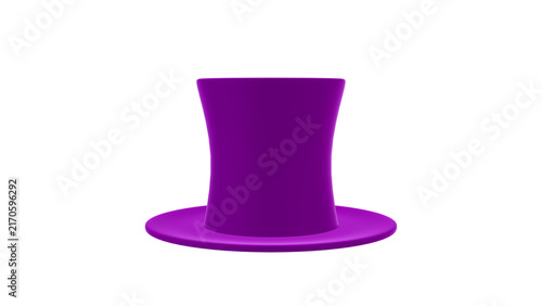 Purple top hat with glossy 3d rendering on transparent background, isolated object