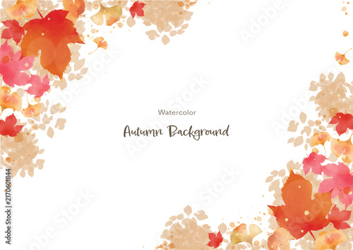 Colorful Autumn Leaves in a Soft Watercolor Frame