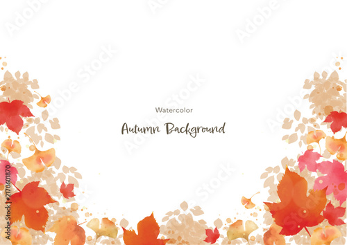 Colorful Autumn Leaves in a Soft Watercolor Frame