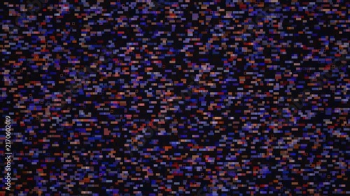 Digital TV noise static background with flickering colorful pixel grain and glitch effect