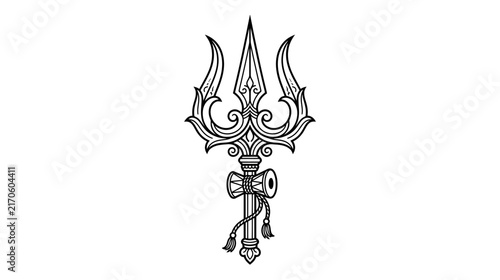 Ornate Trident and Drum Emblem