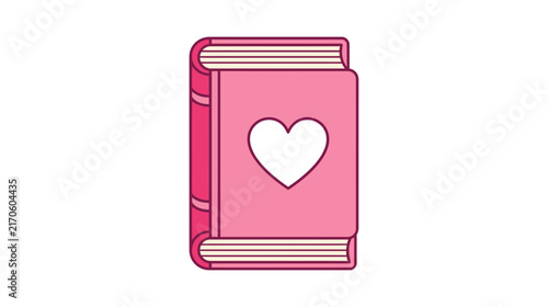 Pink book with heart symbol, isolated on transparent background