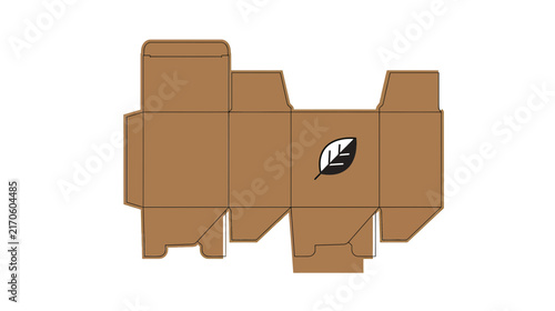Unfolded Cardboard Box with Leaf Logo
