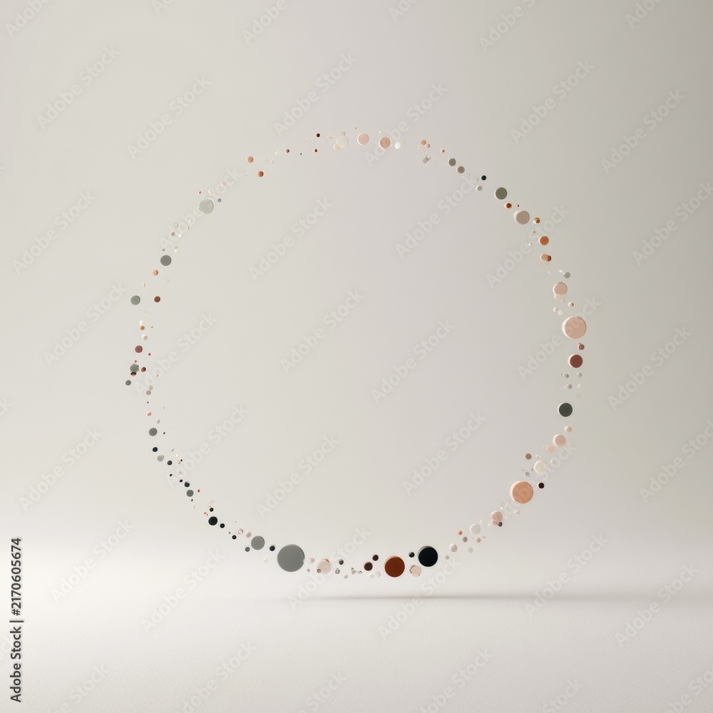 Naklejka premium Supportive dots form a circle in a minimal design setting. The background is soft with space for text or graphics.