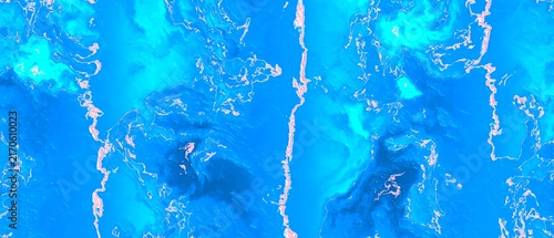 Принти на полотні Abstract liquid fluid art with flowing blue and soft pink marble waves