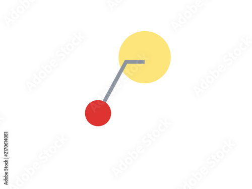 Minimalist graphic design featuring a red circle connected to a yellow sun