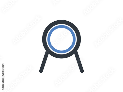 Minimalist circular line art symbol with two downward extending strokes