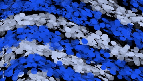 Abstract Blue and White Wave Pattern of Digital Dots on Black